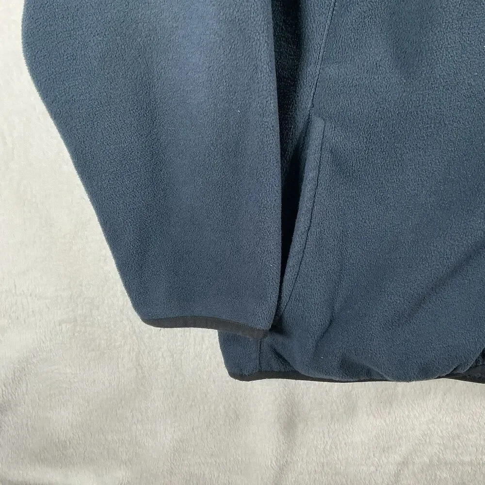 Timberland Jacket Mens XL Blue Full Zip Fleece Outdoor Hiking Chest Pocket Logo